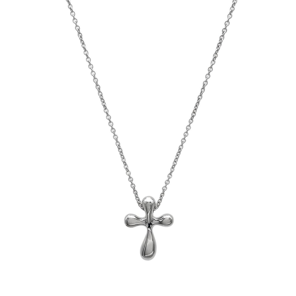 TIFFANY&Co. Small Cross Necklace Pendant, Elsa Peretti Rosary, SV925 Silver, ...